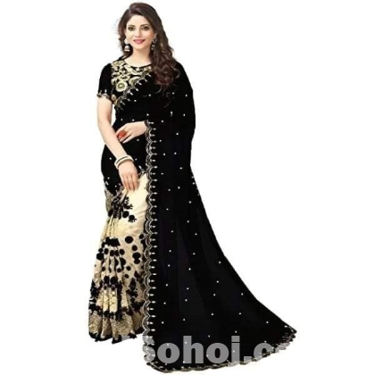 ইন্ডিয়ান জর্জেট শাড়ি ব্লাউজ পিস সহ